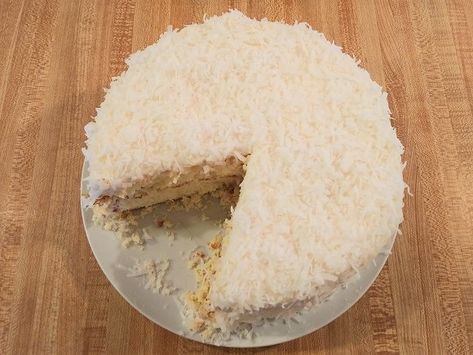 Coconut Cake with Cake Mix 3 Day Sour Cream Coconut Cake, Coconut Box Cake Hack, Coconut Cake Using Box Cake, Coconut Cake From Cake Mix Boxes, Moist Coconut Cake Recipe, Coconut Cream Pudding, Sour Cream Coconut Cake, Frosting Cream Cheese, Dessert For Christmas