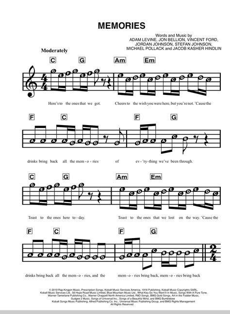 Piano Notes With Letters, Easy Piano Songs Sheet Music, Memories Maroon 5, Pop Piano Sheet Music, Sax Music, Piano Songs Sheet Music, Piano Tutorials Songs, Piano Sheet Music Letters, Piano Music Easy