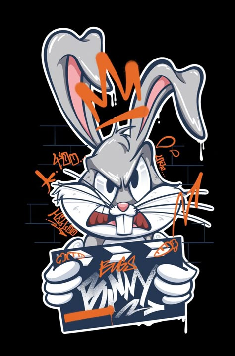 Bugs Bunny Illustration, Bugs Bunny Art, Cartoon T Shirt Design, Dtf Print Designs, Cartoon Graphic Design, Tiger Cartoon, Looney Tunes Wallpaper, Tshirt Artwork, Design For Shirt