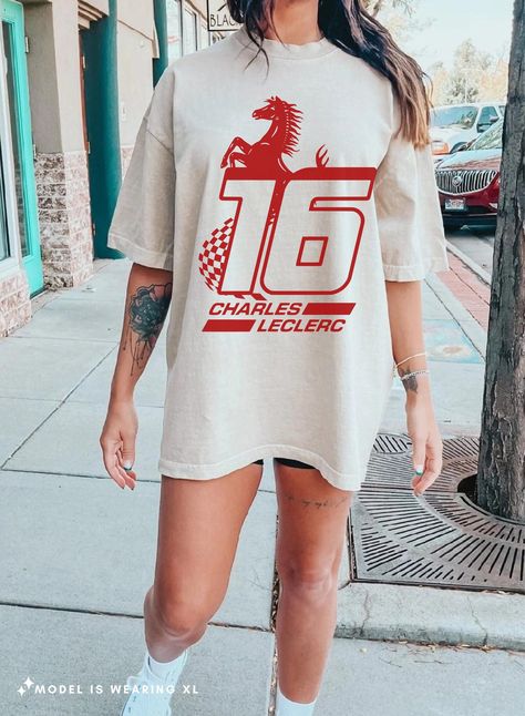 Charles Leclerc Shirt, Formula One Merch, F1 Merch Aesthetic, Formula 1 Fashion, F1 Clothes, Formula 1 Merch, Charles F1, Varsity T Shirt, Ferrari Shirt