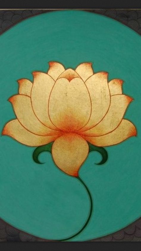 Elegant Lotus Flower Art, Saree Painting, Kerala Mural Painting, Lotus Art, Pichwai Paintings, Tanjore Painting, Tibetan Art, Madhubani Art, Lotus Design