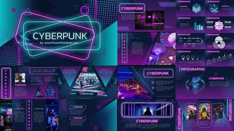 CyberPunk PowerPoint Template Cyberpunk Template Design, Cyberpunk Powerpoint, Cyberpunk Template, Cyberpunk Website, Neon Powerpoint, Free Powerpoint Presentations, Infographic Powerpoint, Powerpoint Design Templates, Powerpoint Background Design