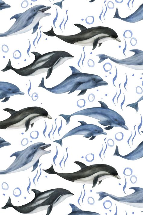 Dolphin Wallpaper, Dolphin Illustration, Aquatic Design, Ocean Graphic, Dolphin Pattern, Turtle Wallpaper, Dolphin Art, Abstract Portrait Painting, Cool Wallpapers Art