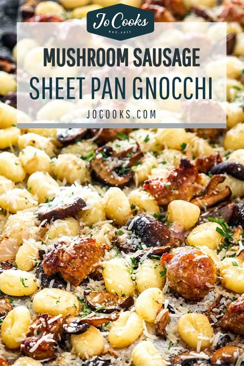 Sheet Pan Gnocchi With Sausage And Green Beans, Sausage Mushroom Gnocchi, Gnocchi Sheet Pan Recipe, Sheet Pan Gnocchi And Vegetables And Sausage, Sheet Pan Dinners With Gnocchi, Recipes With Lots Of Mushrooms, Gnocchi Sausage Sheet Pan, Smoked Sausage And Gnocchi Recipes, Blackstone Gnocchi