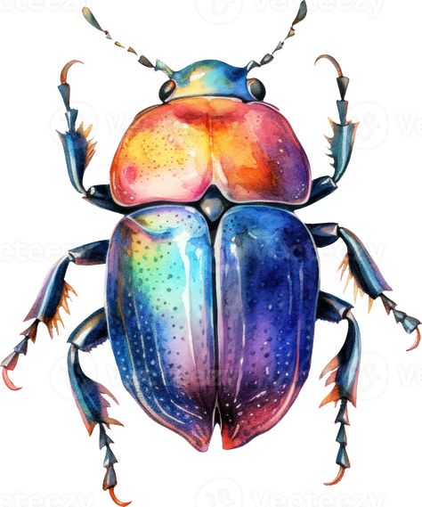 Beetle Watercolor Illustration. AI Generated Beetle Art Illustration, Beetle Outline, Watercolour Insects, Watercolor Beetle, Watercolor Bugs, Beetle Watercolor, Beetle Painting, Bug Illustration, Insect Watercolor