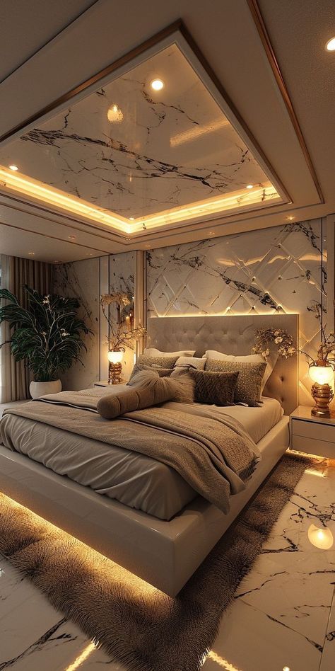 Luxury Ceiling Design, Unique Bedroom Design, تصميم داخلي فاخر, Bedroom Interior Design Luxury, Interior Design Your Home, Modern Luxury Bedroom, تصميم للمنزل العصري, Luxury Bedroom Design, Bedroom False Ceiling Design