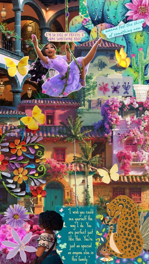 #encanto #disney #floral #flowers #purple Encanto Wallpaper Aesthetic, Encanto Color Palette, Encanto Flowers, Wallpaper Mariposas, Encanto Wallpaper, Regular Wallpaper, Tall Art, Movie Collage, Art Collages