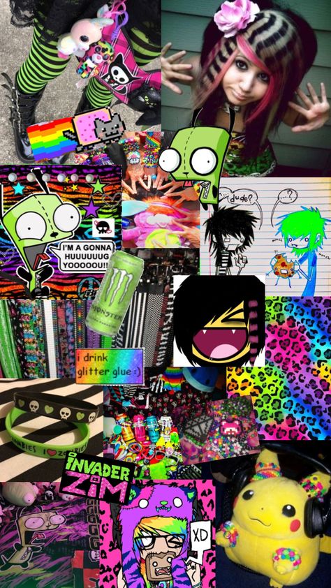 #scene #emo Scene Moodboard, 2000s Scene Aesthetic, Scene Art Style, Scene Kid Aesthetic, Scene Collage, Scene Core Wallpaper, Scene Emo Aesthetic, Emo Aesthetic Wallpaper, Scene Culture