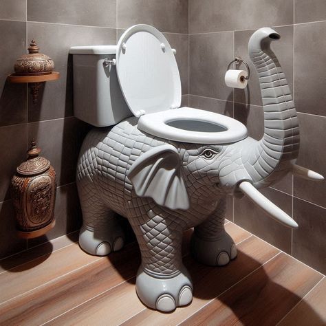 Graceful Design: Transform Your Bathroom with an Elephant-Inspired Toilet Elephant Shaped Toilet 🐘🚽🌟 #ElephantToilet #PottyPachyderm #TrunkFlush Make a statement in your bathroom with an Elephant Shaped Toilet. Featuring a whimsical design inspired by majestic elephants, this toilet adds a touch of safari charm to your bathroom decor. With its unique shape and playful details, the Elephant Shaped Toilet transforms the mundane task of using the toilet into a delightful experience. Step into t... Unique Toilets, Elephant Facts, Educational Decor, Funny Elephant, Eclectic Bathroom, Creative Bathroom, Traditional Toilets, Elephant Theme, Bathroom Solutions