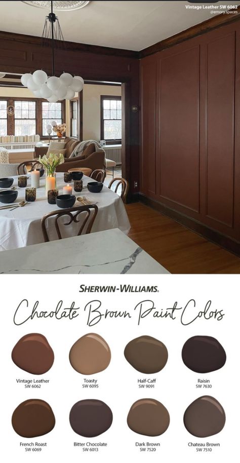 Dark Brown Wall Paint, Warm Brown Paint Colors, Zyla Palette, Chocolate Brown Paint, Dark Brown Walls, Brown Paint Colors, Brown Wall, Brown Paint, Brown Walls