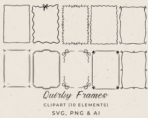 Cool Art Frames, Frames Drawing Ideas, Frame Drawing Ideas, Gothic Border, Hand Drawn Frames, Drawn Frames, Wavy Frame, Hand Drawn Border, Frame Illustration