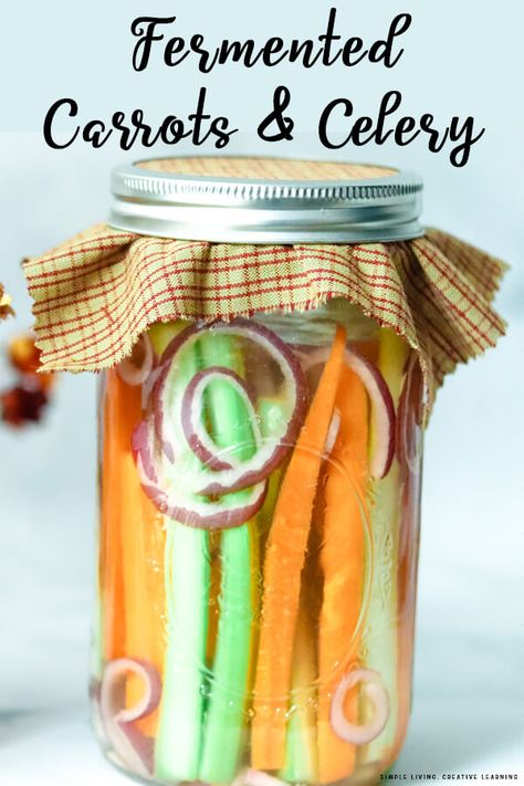 Making delicious homemade fermented carrots and celery is a great fermented vegetables recipe for beginners to start with. Fermented Celery, Fermented Herbs, Fermented Carrots, Fermented Vegetables Recipes, Fermenting Foods, Lacto Fermentation, Pickled Foods, Carrots And Celery, Recipe For Beginners