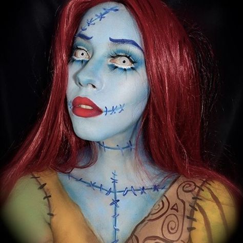 🎃💀Sally the rag doll💀🎃 All details in previous post!! #hanzoween #hanzfamily… Sally Make Up, Mars Makeup, Sally Makeup, Sally Costume, Weird Vintage, Sally Nightmare, Sally Nightmare Before Christmas, Halloween Creepy, Halloween Horror Nights