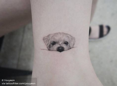 Maltese portrait Hopper Tattoo, Tattoo Perro, Tatoo Dog, Small Dog Tattoos, Dog Tattoo Ideas, Tattoos For Dog Lovers, Dog Memorial Tattoos, Finger Tattoo Designs, Maltese Dog