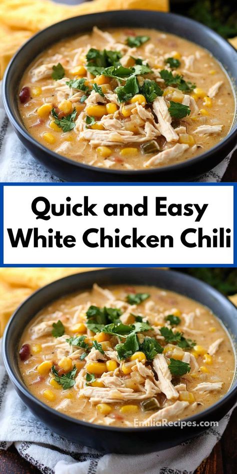 Want a white chicken chili slow cooker recipe? This quick and easy version is perfect! A simple chili recipe that’s great for chicken crockpot recipes or instant pot cooking, it’s sure to become a favorite. Best White Chicken Chili Recipe, Easy White Chicken Chili, Easy Chicken Chili, White Chicken Chili Slow Cooker, White Chicken Chili Recipe, White Bean Chicken Chili, Slow Cooker Chicken Chili, White Chili, White Chili Chicken Recipe