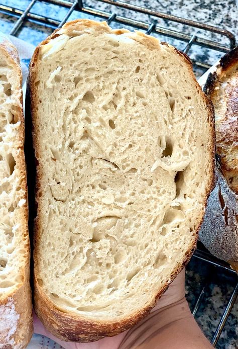 No Knead, Rustic Sourdough - Amy Bakes Bread Beginner Sourdough Bread, Beginner Sourdough, Artisan Sourdough Bread Recipe, Easy Sourdough Bread Recipe, Sourdough Recipe, Sourdough Starter Discard Recipe, Homemade Sourdough Bread, Bread Starter, Homemade Rolls