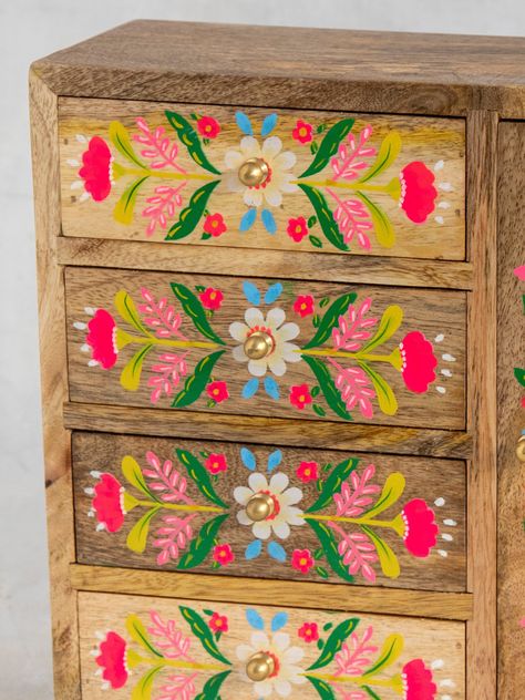 Boho Painted Furniture, Painting Room Aesthetic, Painting On Furniture, Big Dresser, Mini Dresser, Dresser Cabinet, Paint On Wood, Chip Clips, Motif Art Deco