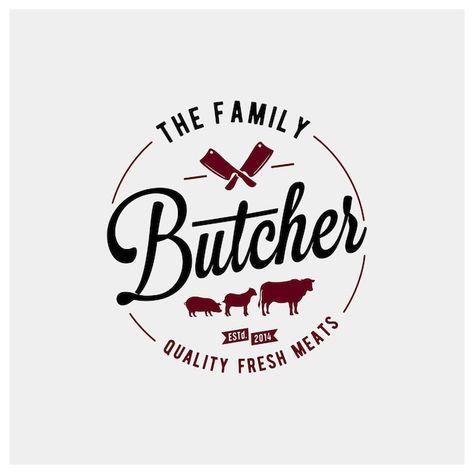 Vintage retro premium meat butcher shop ... | Premium Vector #Freepik #vector #knife-logo #butchery-logo #butcher-logo #meat-logo Butchery Logo Design, Butchery Branding, Butcher Logo Design, Beef Logo Design, Butchery Logo, Butcher Shop Logo, Butcher Logo, Meat Design, Meat Logo