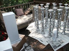 Reception Centerpieces Diy, Wedding Reception Centerpieces Diy, Dollar Store Centerpiece, Dollar Store Candlesticks, Diy Wedding Centerpieces, Candlestick Centerpiece, Diy Wedding Reception, Tall Wedding Centerpieces, Wedding Reception Centerpieces