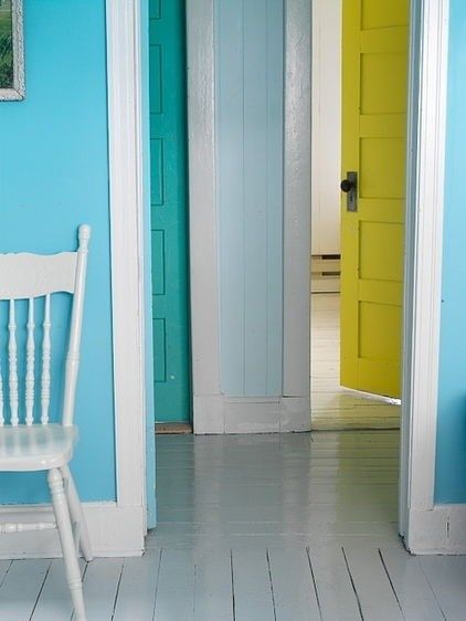 Colored Interior Doors, Ikea Ivar, Yellow Doors, Painted Floors, Door Color, Painted Doors, Traditional Kitchen, Doors Interior, House Colors