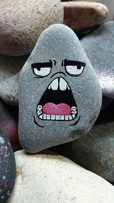 Funny Face Painted Rocks, How To Make A Pet Rock, Painted Rocks With Faces, Painted Rock Faces, Flowers Painted Rocks, Rock Painting Pictures, Rock Kunst, Kindness Rocks Project, Pet Stones