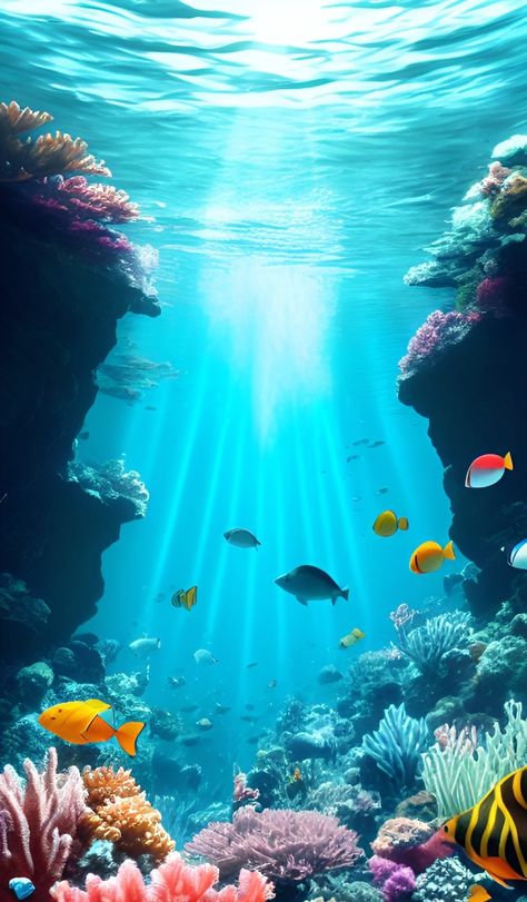 Ocean Environment Concept Art, Ocean Scenes Underwater, Under Water Drawing, Under Water Scene, Under The Sea Pictures, Under The Sea Background, Underwater Drawing, Underwater Scenes, Under Sea