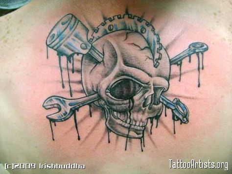 Gear Head Tattoo, Mechanical Skull, David Tattoo, Gear Tattoo, Dystopia Rising, Mechanic Tattoo, Chicano Style, Chicano Style Tattoo, Head Tattoo