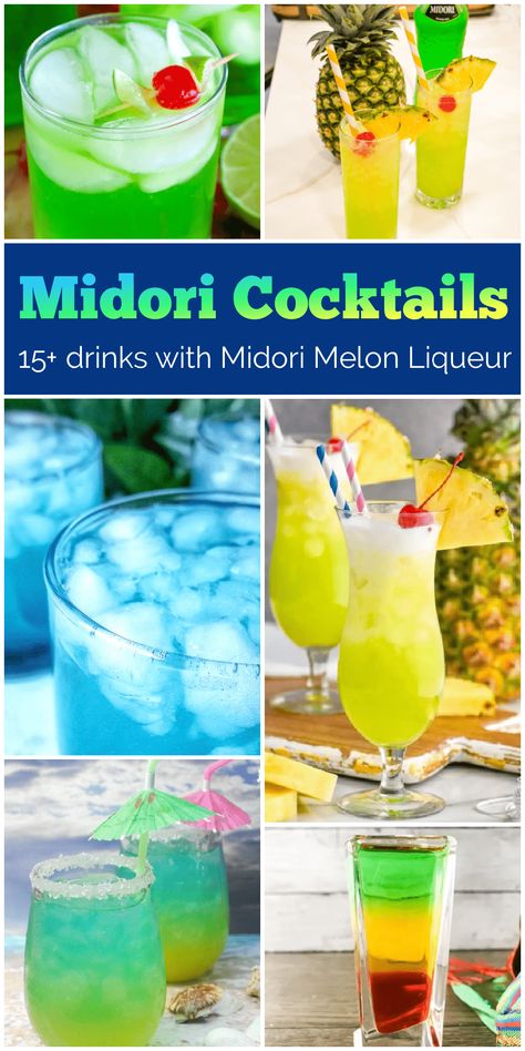 One Liquor Mixed Drinks, Fun Liquor Drinks, Melon Drinks Alcohol, Melon Liquor Drinks Cocktail Recipes, Drinks With Melon Liquor, Melon Liquor Drinks, Midori Sour Recipe, Japanese Liquor, Drinks With Sprite