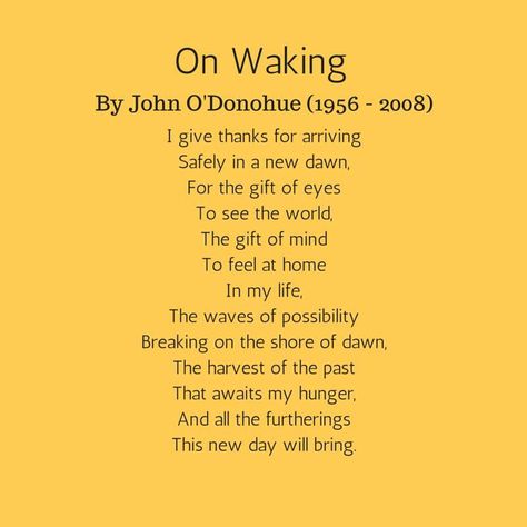 One of my favorite poems to share on #Thanksgiving - On Waking by John O'Donohue Favorite Poems, Christmas Poem, Birthday Blessings, Yoga Quotes, Literary Quotes, Poem Quotes, Poetry Quotes, Good Thoughts, Pretty Words