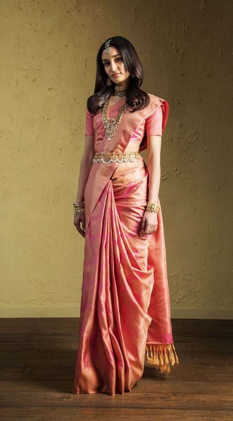 Seematti Bridal Saree, Pink Pattu Sarees Wedding, Angadi Silk Sarees, Kanjeevaram Sarees Wedding, Kanjeevaram Blouse Designs, Saree Traditional Look, South Indian Saree, India Sari, South Indian Wedding Saree