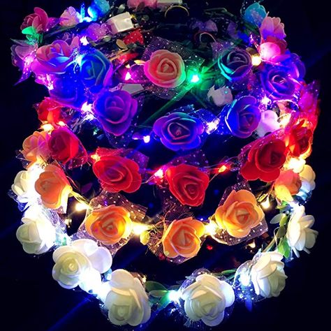 Amazon.com: Mousse 5Pcs/Set Mixed Colors LED Flashing Roses Flower Crown Headbands Bohemian Artificial Hair Wreath for Women Girls Holiday Wedding Christmas Halloween Party(Color Mixing): Health & Personal Care Bridal Flower Headband, Flower Crown Headband, Girls Crown, Girls Holiday, Roses Flower, Hair Wreath, Crown Tiara, Bridal Flower, Rose Wreath