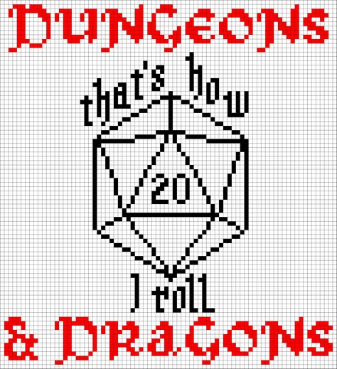 FREE C2C Chart! Dungeons & Dragons rules the world! 20-sided dice for the geek at heart. Reminisce about fun-filled hours of storytelling games from your childhood and adulthood while wrapped in a warm afghan or staring at a wall tapestry. Dungeons And Dragons Cross Stitch Patterns Free, Dungeons And Dragons Alpha Pattern, Dungeons And Dragons Crochet Patterns Free, Dungeons And Dragons Pixel Art, Dungeons And Dragons Cross Stitch Pattern, Dnd Cross Stitch Patterns Free, Dnd Cross Stitch Pattern, Crochet Dungeons And Dragons, D&d Cross Stitch