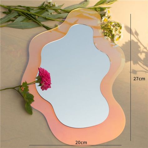 Wavy Colorful Mirror, Flower Decorative Wall Mirror, Make-up Mirror, Different shapes, Boho Home Style, Housewarming Gift Vintage Gold Mirror, Colorful Mirror, Irregular Mirror, Wavy Mirror, Floral Mirror, Acrylic Tips, Flower Mirror, Mirror Wall Bedroom, Acrylic Flower