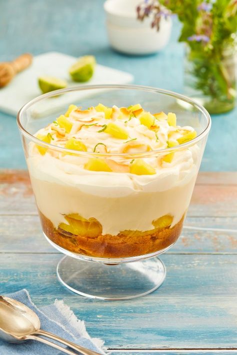 Pineapple Trifle, Coconut Trifle, Pina Colada Trifle, Mango Trifle Recipes, Australian Trifle Recipes, Jubilee Trifle, Outrageous Lemon Lovers Trifle, Amaretti Biscuits, Trifle Bowl