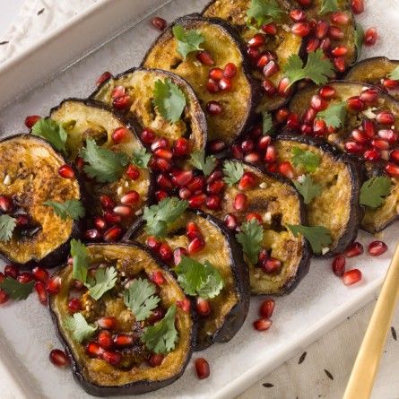 Cumin-Scented Eggplant with Pomegranate and Cilantro Recipe Eggplant Pomegranate, Cabbage Gratin, Recipe With Eggplant, Best Eggplant Recipes, Marinated Eggplant, Best Eggplant Recipe, Fall Dinner Ideas, Sauteed Eggplant, Cilantro Recipes