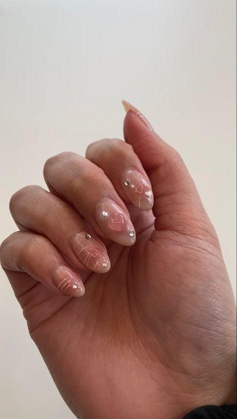 Cute Pink blush korean nails Pink Korean Nails, Blush Nails Korean, Korean Blush Nails, Blush Korean, Korean Nails, Aesthetic Nails, Blush Nails, Clean Nails, Heart Nails