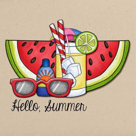 Summer Related Drawing, Summer Drawing Designs, Summer Draws Ideas, Drawing Ideas Medium Difficulty, Summer Inspired Drawings, Summer Ideas Drawing, Drawing Ideas For Summer, How To Draw Summer, Drawing Summer Ideas