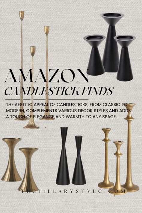 Modern Candlestick Holder, How To Style Candle Holders, Amazon Candle Holders, Candle Holders Decor Ideas, Amazon Accessories, Home Decor Amazon, Home Finds, Vintage Candlesticks, Candle Sticks