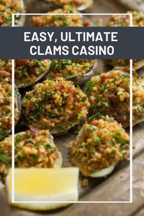 Clams Casino With Bacon, Clam Casino Recipe, Casino Clams, Canned Clam Recipes, Drink Recipes Vodka, Clams Casino Recipe, Baked Clams Recipe, Clam Appetizers, Stuffed Clams