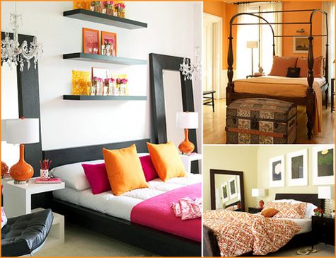 design Interior Design Color, Modern Bedroom Decor, Design Del Prodotto, Decoration Inspiration, Orange And Pink, Style At Home, Beautiful Bedrooms, Cool Rooms, Bed Room