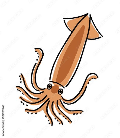 Vampire Squid Drawing, Squid Monster Art, Squid Silhouette, Squid Illustration Cute, Cute Squid, Vintage Squid Illustration, Creative Stuff, Cute Illustration, Octopus