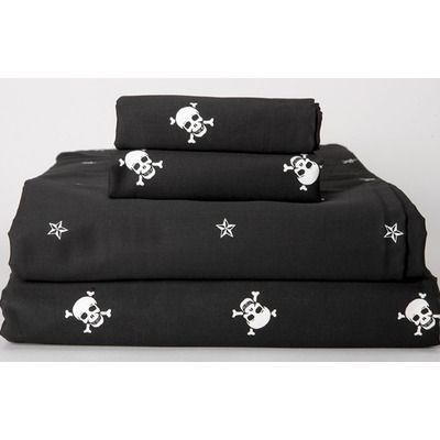 Sin In Linen Black Skullstar Sheet Set Punk Room, Gothic Gloves, Pirate Bedroom, Skull Ideas, Pirate Room, Witch Herbs, Skull Bedding, Goth Home Decor, Skull Decor