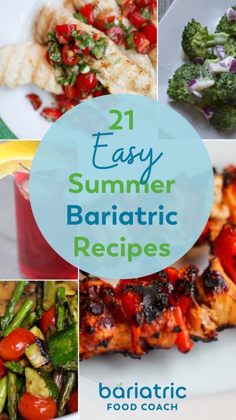 Bariatric Food Coach recipes are made with three things in mind: bariatric friendly, easy to follow, and under 30 minutes. Here are 21 easy bariatric summer dinners, including low-carb dishes like roasted eggplant with tomato dip and Greek chicken skewers, as well as lighter fare such as quinoa and zucchini fritters and grilled tuna. All the recipes are designed to be low-calorie, low-carb, and protein-rich to meet your bariatric goals. Bariatric Friendly Side Dishes, Bariatric Recipes Easy, Bariatric Vegetable Recipes, Bariatric Recipes Dinner, Baractric Dinner Ideas, Phase 4 Bariatric Recipes, Easy Bariatric Recipes, Biatric Recipes Meals, Easy Bariatric Meals