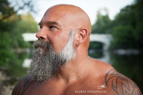 Big Beards Men, Men Chest Hair, Grey Bearded Men, Viking Beard Styles, Shaved Head With Beard, Beard Images, Beard And Mustache Styles, Bald Men With Beards, Bald Men Style