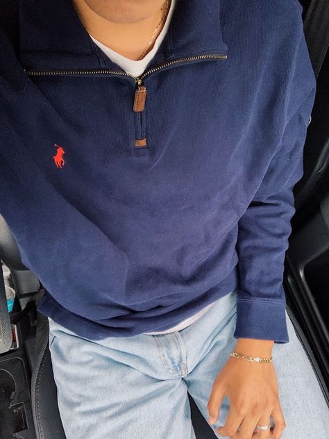 Quarter Zip Outfit Men, Polo Ralph Lauren Aesthetic, Quarter Zip Outfit, Polo Ralph Lauren Outfits, Mens Aesthetic, Ralph Lauren Quarter Zip, Polo Outfit, Skandinavian Fashion, Ralph Lauren Pullover