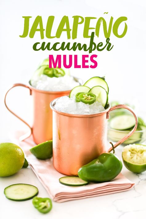 Jalapeño Drinks, Cucumber Jalapeno Cocktail, Jalepeno Cocktail Recipes, Coconut Moscow Mule Recipe, Spring Moscow Mule Recipe, Spring Mule Cocktail, Cucumber Moscow Mule Recipe, Cucumber Vodka Drinks, Vodka Drinks Easy