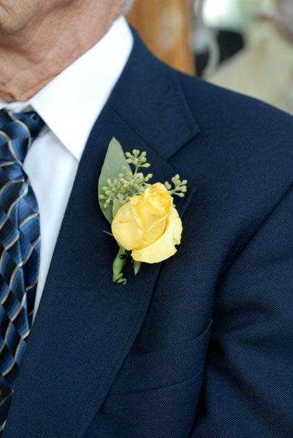 yellow rose bout by Minott's Flowers Yellow Rose Buttonhole, Yellow Rose Boutonniere, Yellow Boutonniere, Yellow Wedding Theme, Rose Boutonniere, Yellow Wedding, Ranch Wedding, Yellow Roses, Yellow Rose