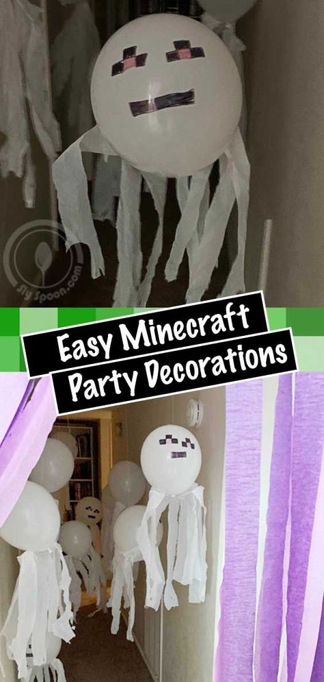 Easy Minecraft Decorations, Nether Portal Party, Minecraft Nether Decorations, Minecraft Birthday Party Decorations Diy, Minecraft Cake Ideas Easy, Minecraft Torch Ideas, Minecraft Diy Party Decorations, Minecraft Diy Decor, Minecraft Halloween Decorations