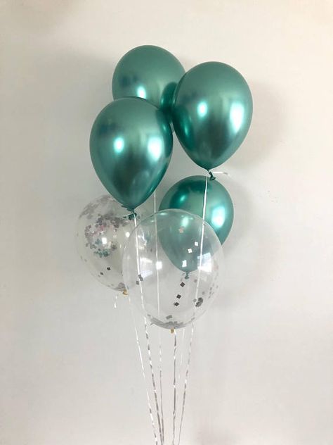 NEW Chrome Green Balloons Green Balloons Silver Confetti Chrome Balloons Green Bridal Shower Green Wedding Green Balloon Bachelorette Wild O Number Balloons Birthday, Chrome Balloons, Balloons Ideas, Peacock Party, Green Balloons, Chrome Green, Silver Confetti, Birthday Wishes For Boyfriend, Green Birthday