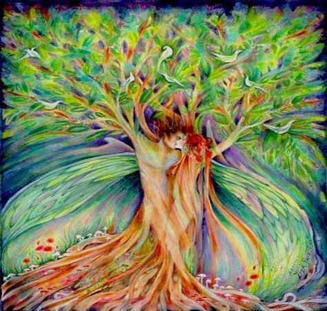 The Love Affair of the Soul and the Human Tree Spirits, Art Amour, Tree Lover, Tree Spirit, Spirited Art, Beltane, Arte Fantasy, Romantic Art, Fairy Art